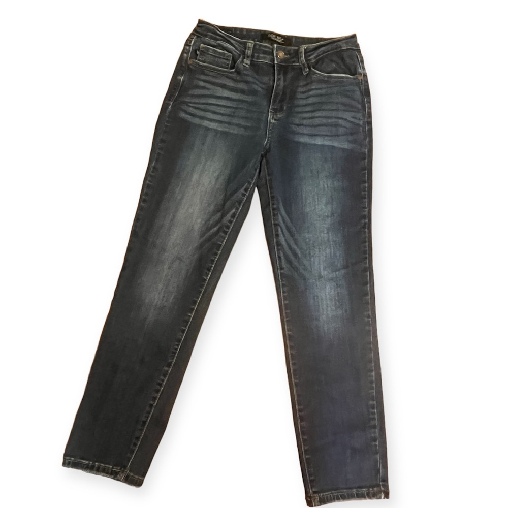 JUDY BLUE Relaxed Fit Straight Leg Jeans Size 29 Distressed Back Pockets Dark